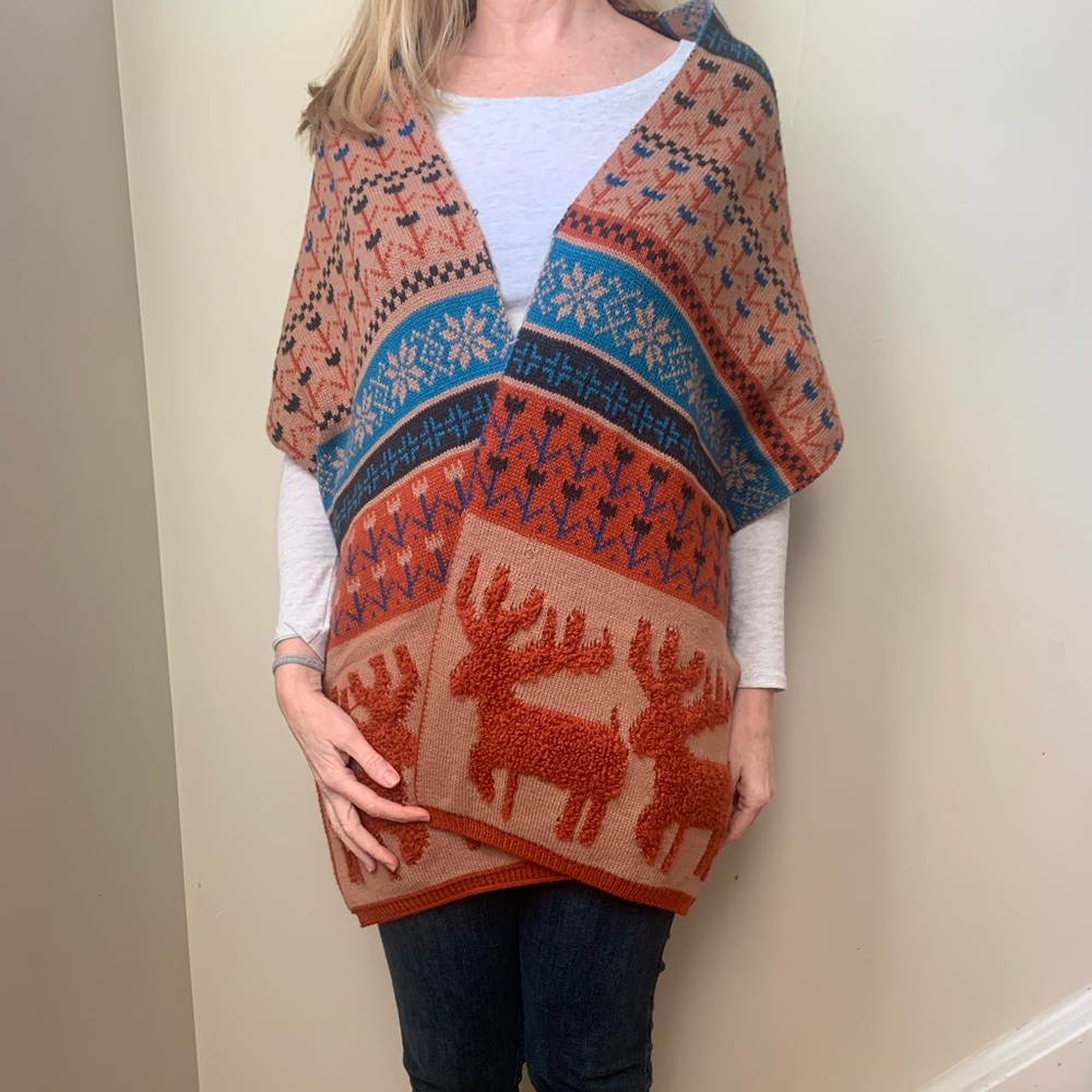 Nordic Large Embellished Fair Isle Knit Cozy Scarf Women’s Onesize